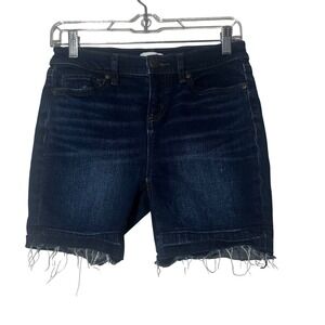 LOFT Outlet Denim Shorts Womens Dark Wash Excellent Raw Hem High Rise Size 0